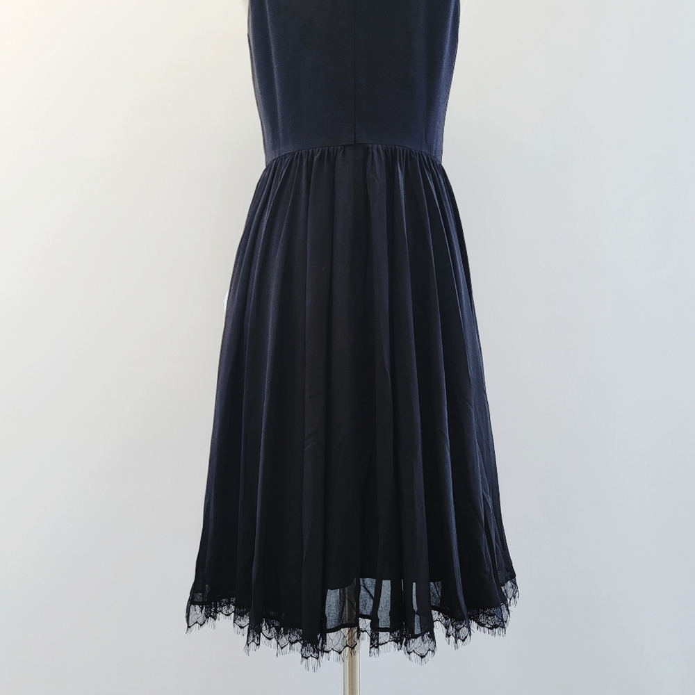 Dress the Population Alicia Black Dress Size Large Full Skirt Pleated Minimalist - Picture 9 of 15